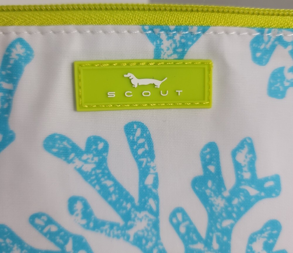 Scout OH CAY White Wristlet with Aqua Coral Print and Lime Trim NWT - Picture 4 of 7